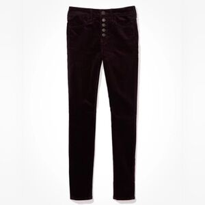 American Eagle High Waist Velvet Deep Purple Jegging Women’s Size 12 Short